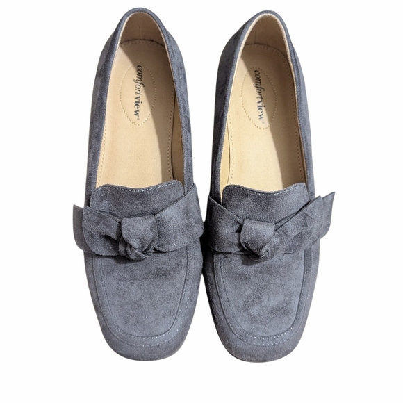 Comfortview Gray Suede Bow Detail Loafers, Size 8.5 - Picture 3 of 7